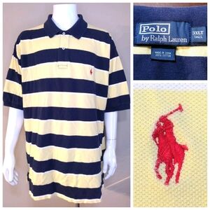 POLO RALPH LAUREN 3XLT Blue Yellow Stripes RED PONY XXXL 3XL BIG & TALL Mens RL